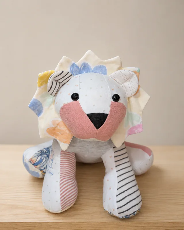 A finished handmade keepsake created from treasured clothing